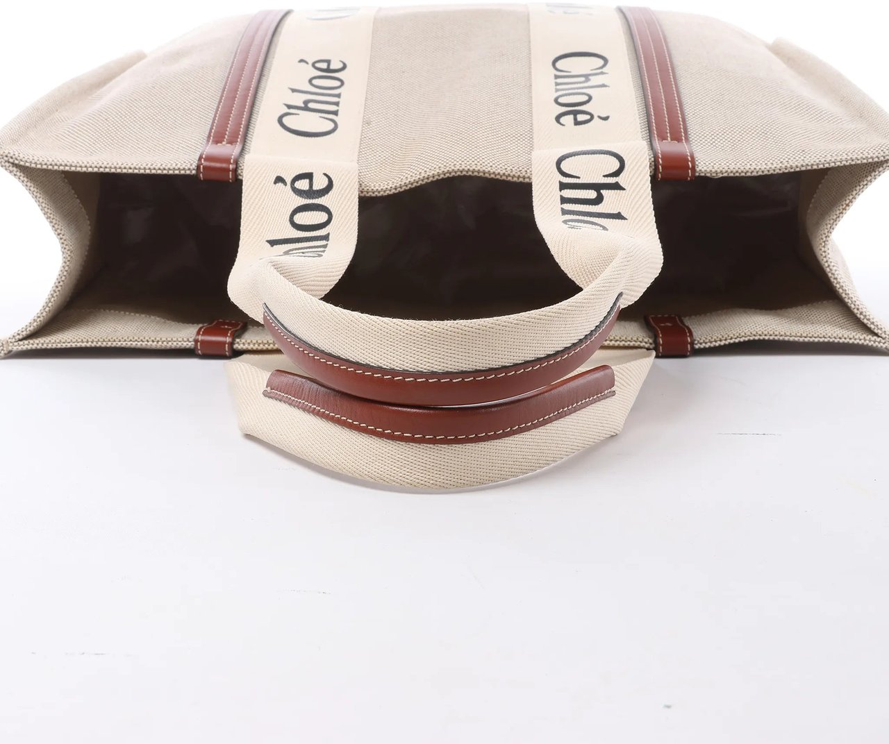 Chloé CHLOE Woody Large Canvas & Leather Tote Shoulder bag in Beige x Brown Divers
