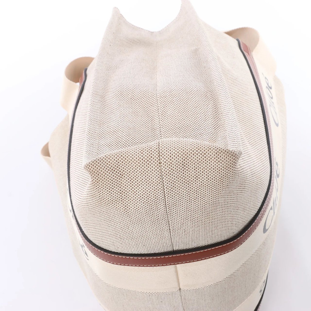 Chloé CHLOE Woody Large Canvas & Leather Tote Shoulder bag in Beige x Brown Divers