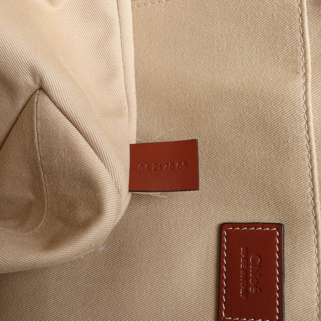 Chloé CHLOE Woody Large Canvas & Leather Tote Shoulder bag in Beige x Brown Divers