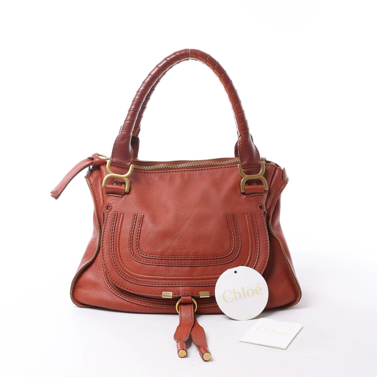 Chloé Chloe Marcie Medium Leather Shoulder Bag in Brown Bruin