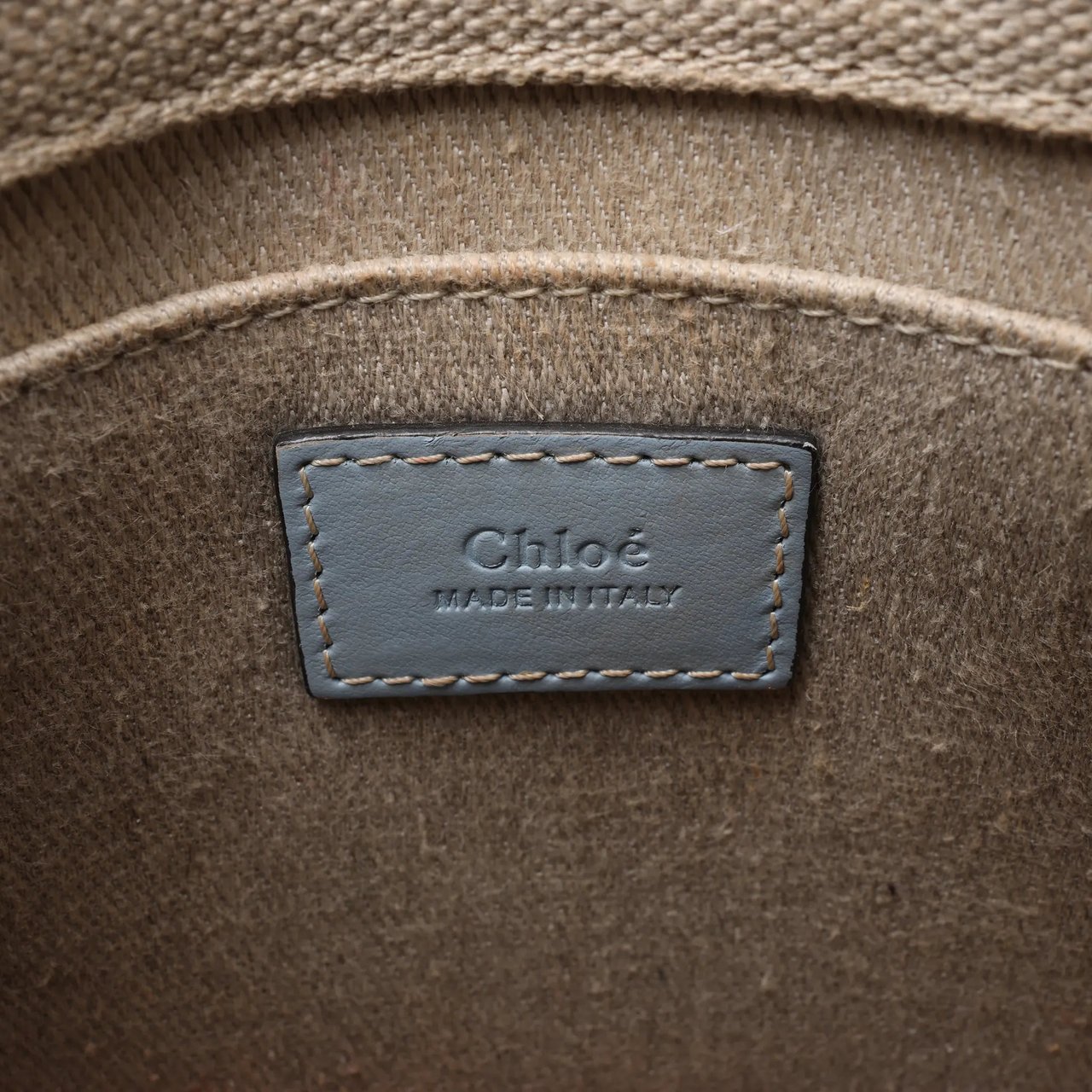 Chloé Woody Small Canvas & Leather 2Way Handbag in Beige x Blue Beige