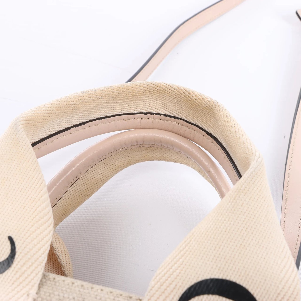 Chloé Woody Small Canvas & Leather 2Way Handbag in Beige x Pink Beige