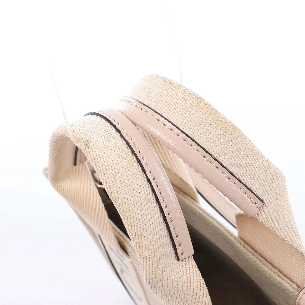 Chloé Woody Small Canvas & Leather 2Way Handbag in Beige x Pink Beige