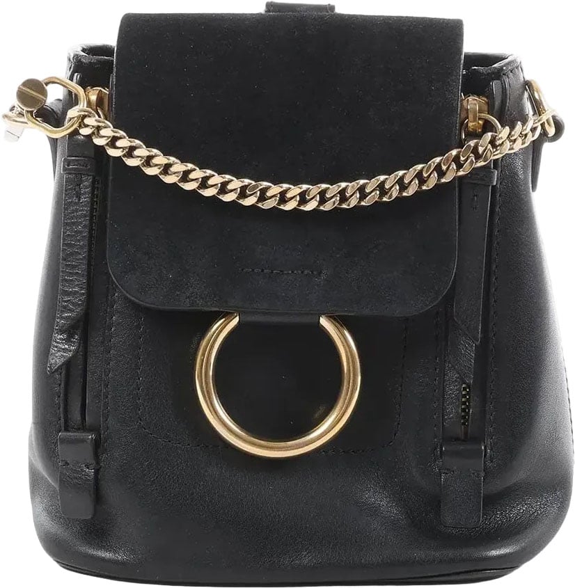 Chloé Chloe Faye Leather x Suede Backpack in Black Zwart