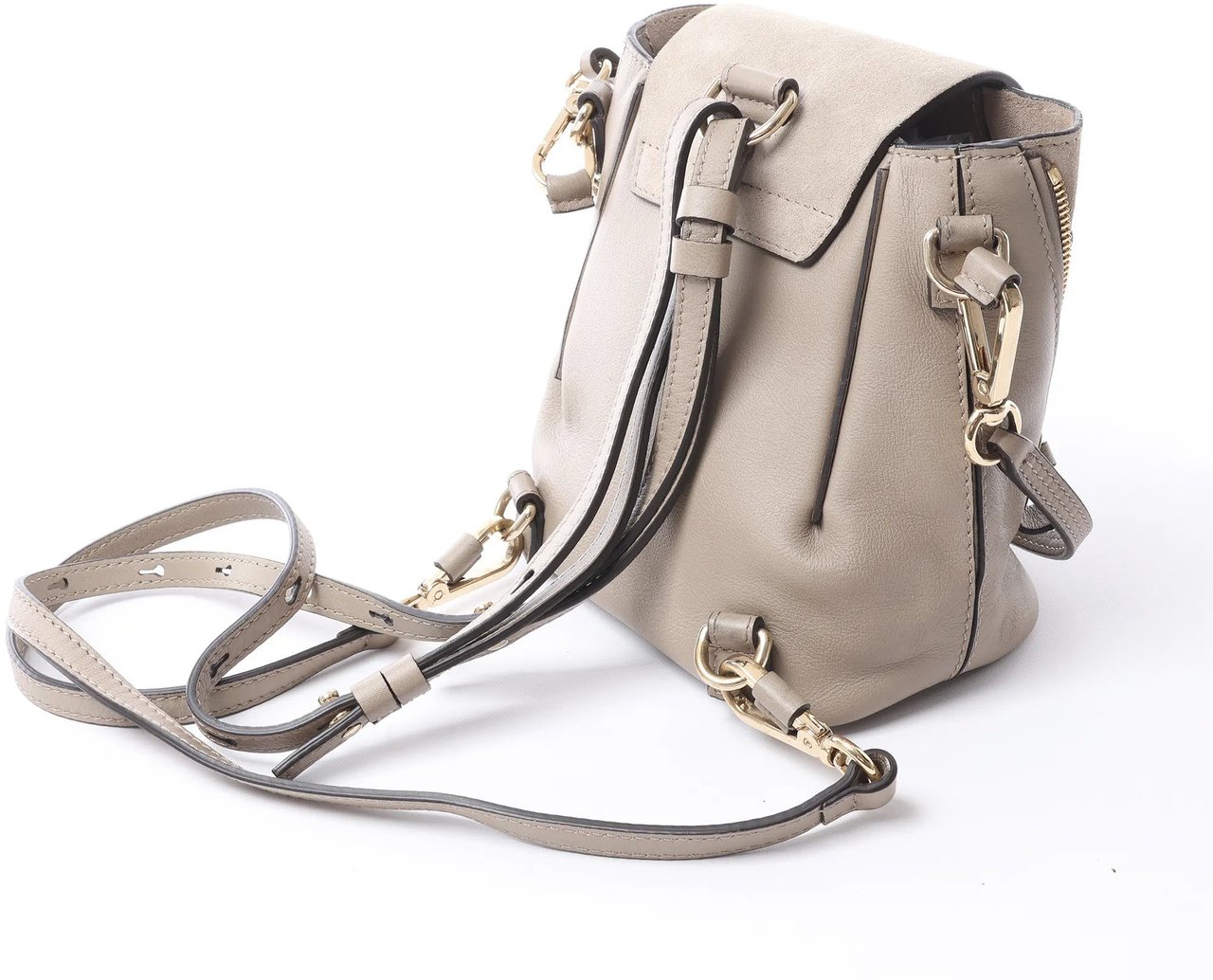 Chloé Chloe Faye Leather x Suede Backpack in Beige Beige