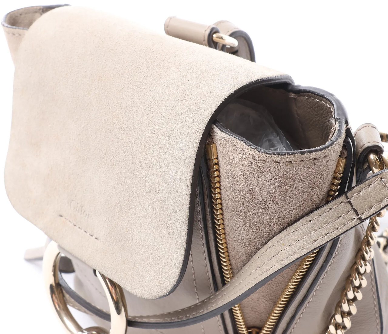Chloé Chloe Faye Leather x Suede Backpack in Beige Beige