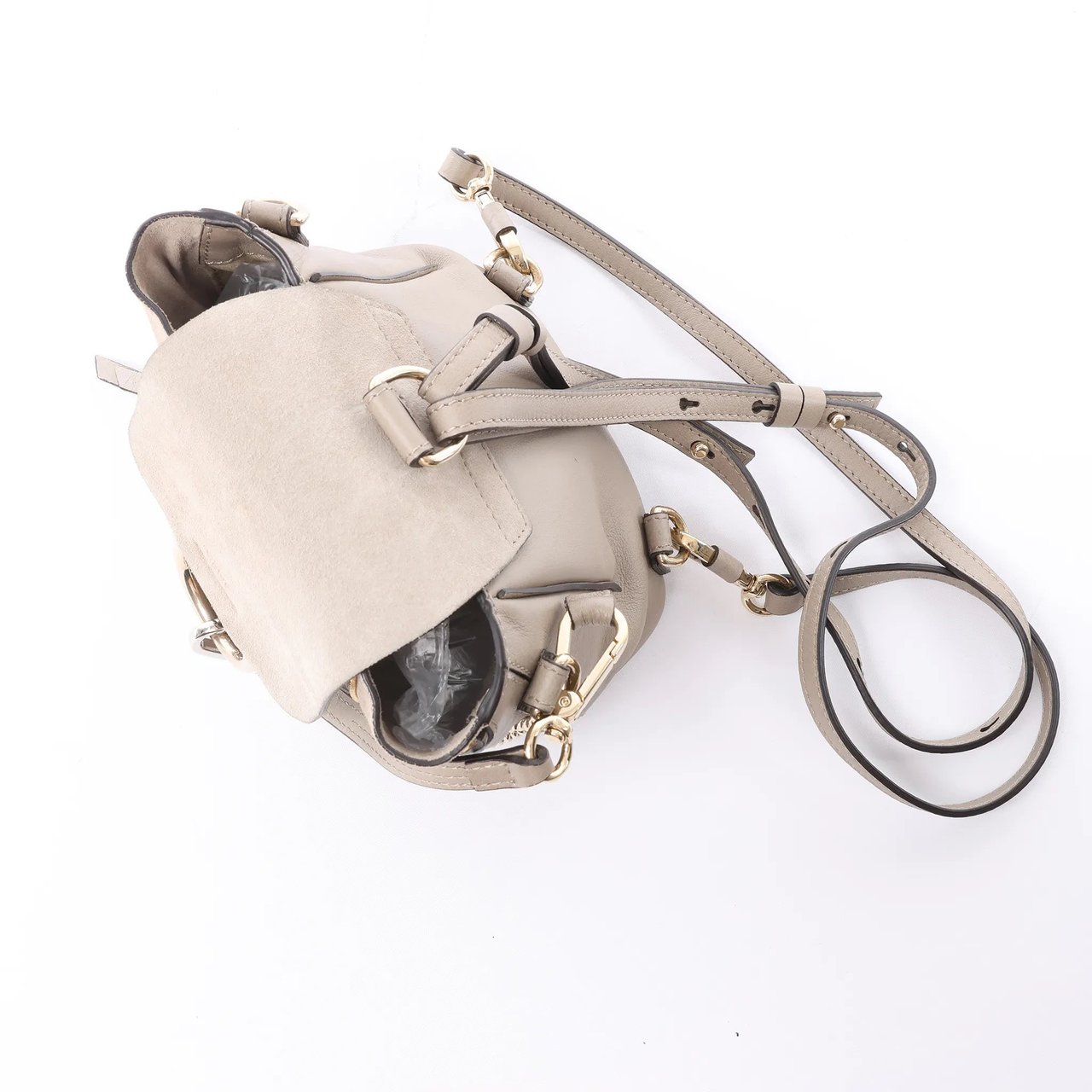 Chloé Chloe Faye Leather x Suede Backpack in Beige Beige