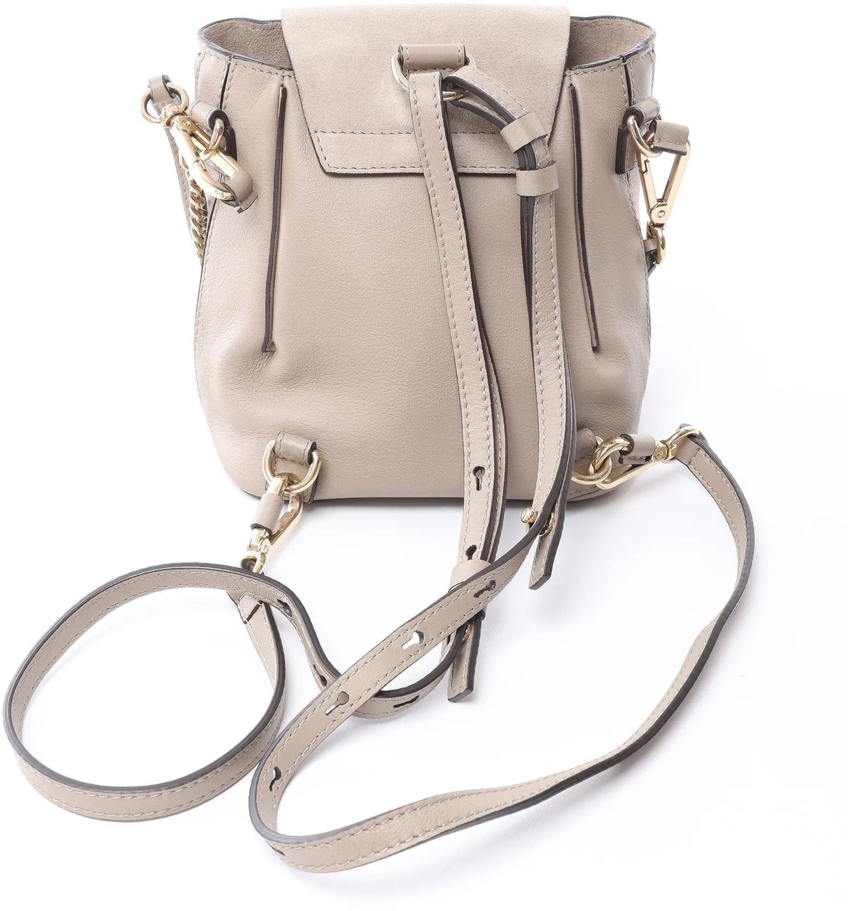 Chloé Chloe Faye Leather x Suede Backpack in Beige Beige