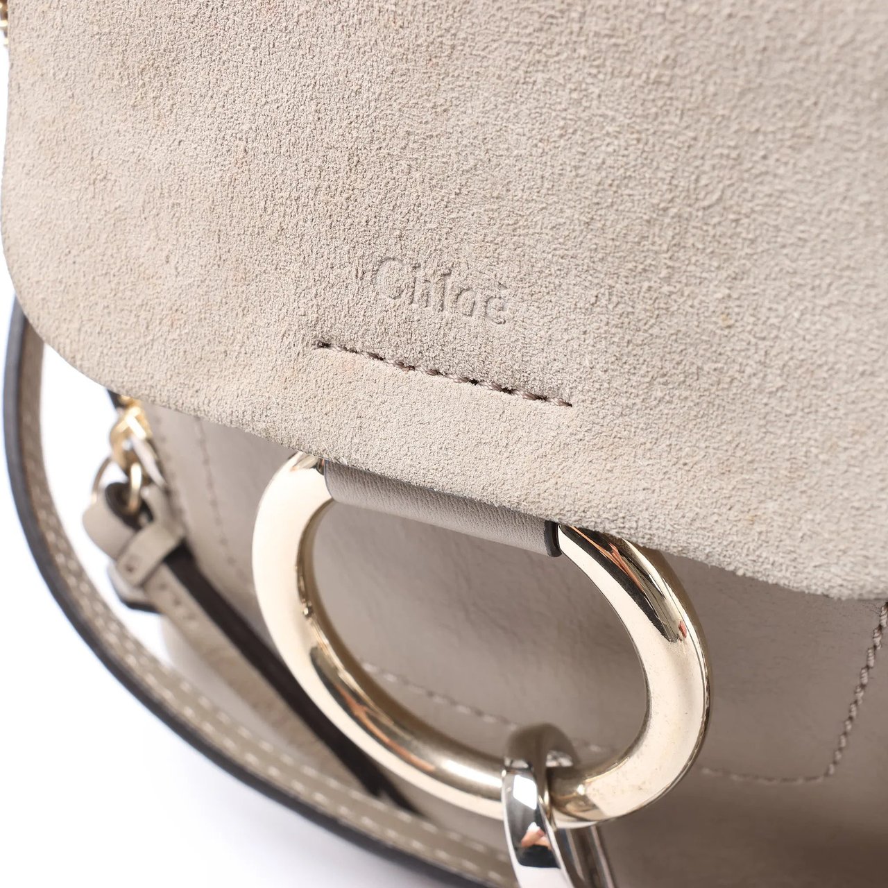 Chloé Chloe Faye Leather x Suede Backpack in Beige Beige