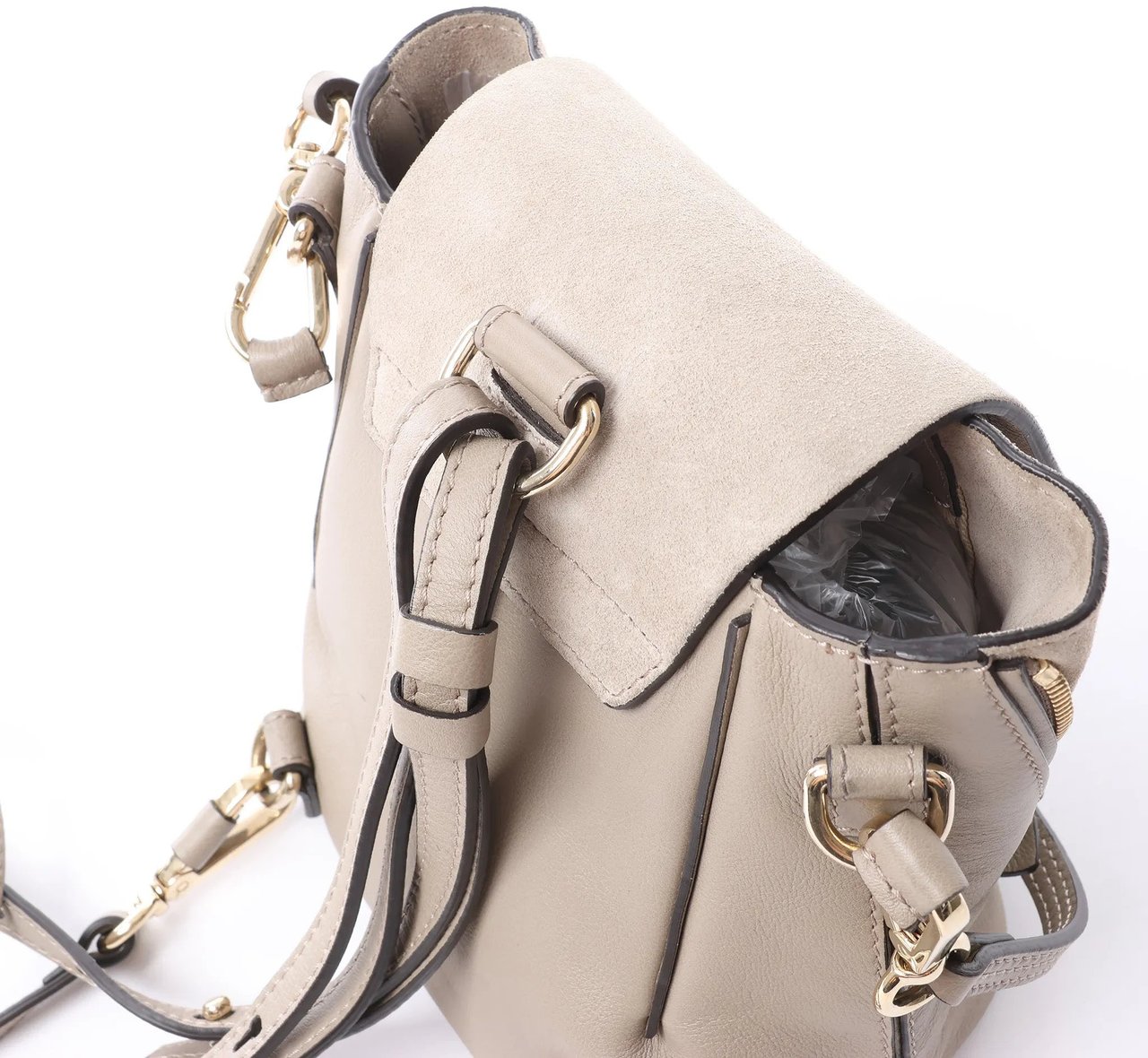 Chloé Chloe Faye Leather x Suede Backpack in Beige Beige
