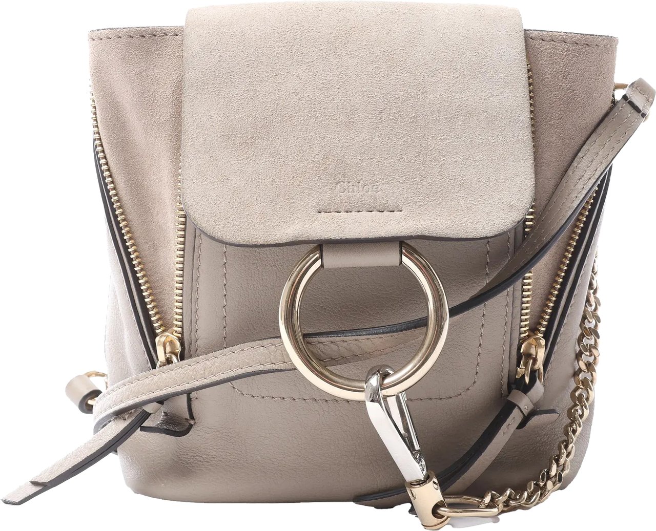 Chloé Chloe Faye Leather x Suede Backpack in Beige Beige