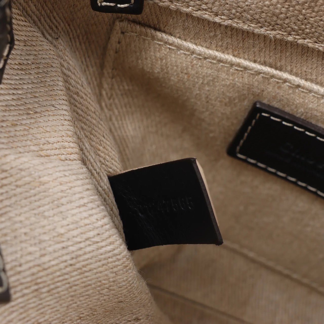 Chloé Woody Mini Canvas & Leather 2Way Handbag in Beige x Black Beige