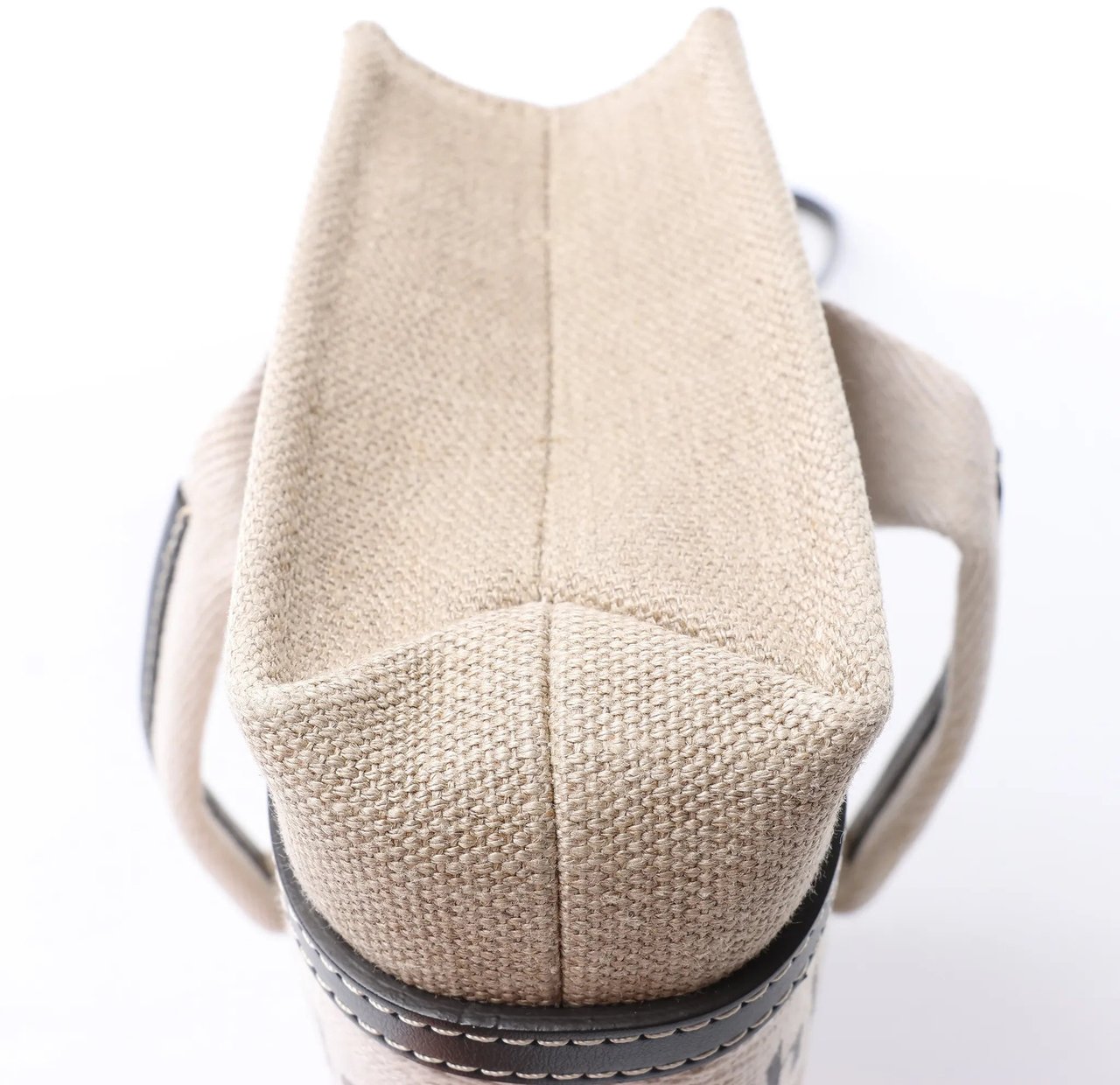 Chloé Woody Mini Canvas & Leather 2Way Handbag in Beige x Black Beige