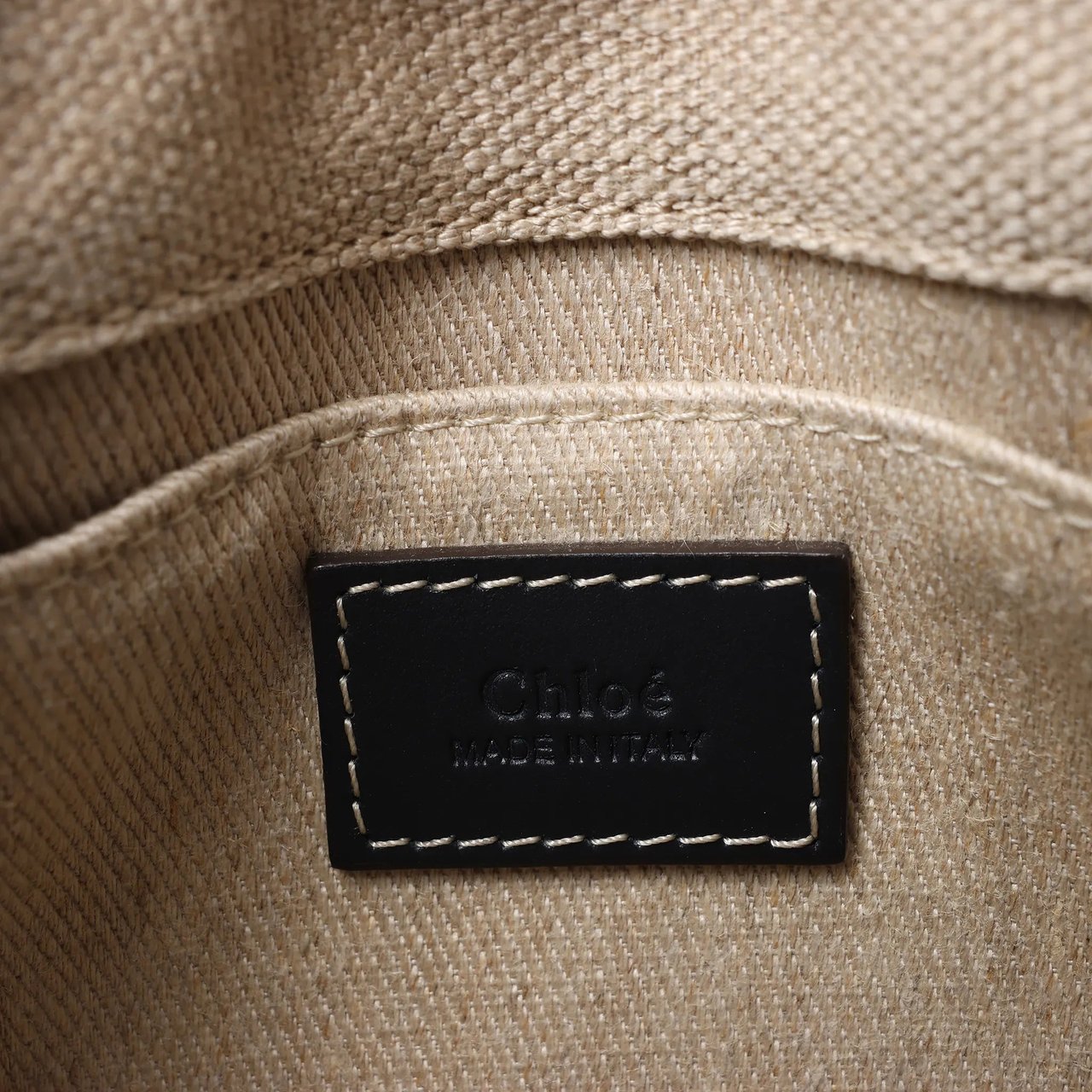 Chloé Woody Mini Canvas & Leather 2Way Handbag in Beige x Black Beige