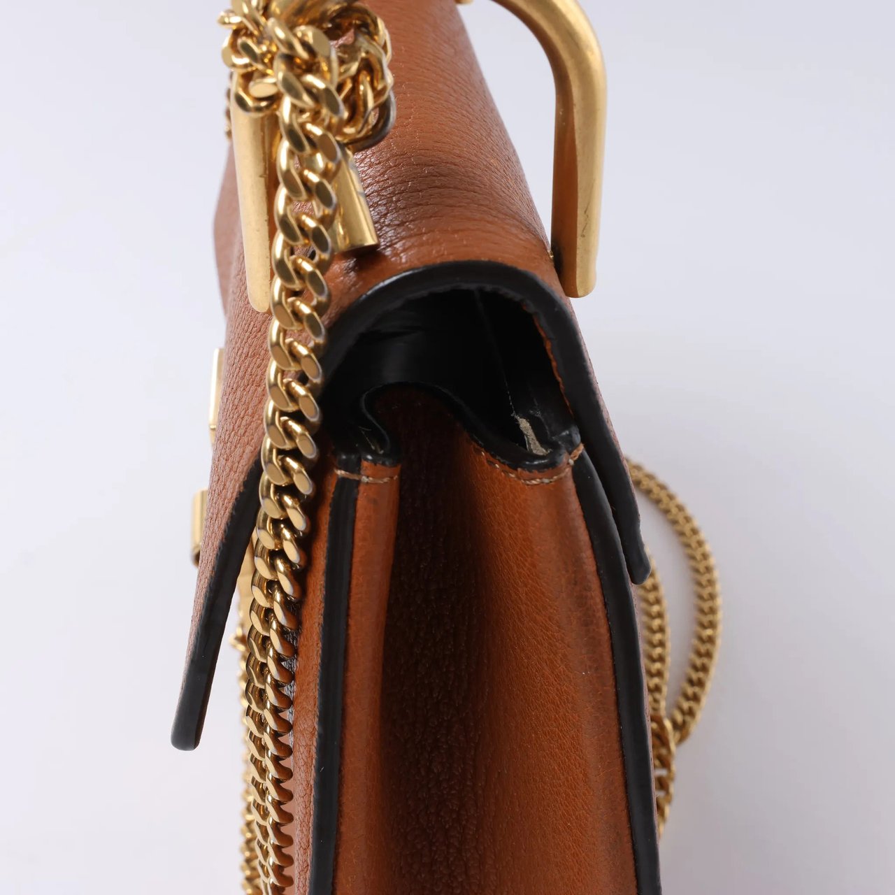 Chloé Chloe Drew Leather Chain Crossbody Bag in Brown Bruin