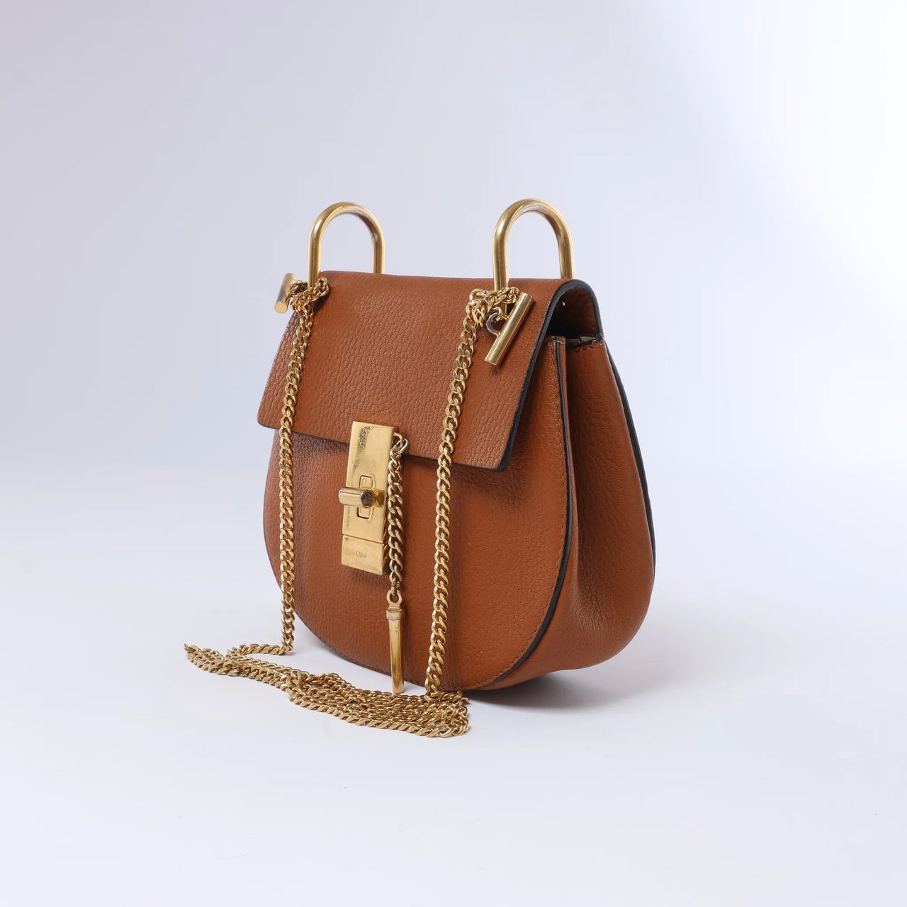 Chloé Chloe Drew Leather Chain Crossbody Bag in Brown Bruin