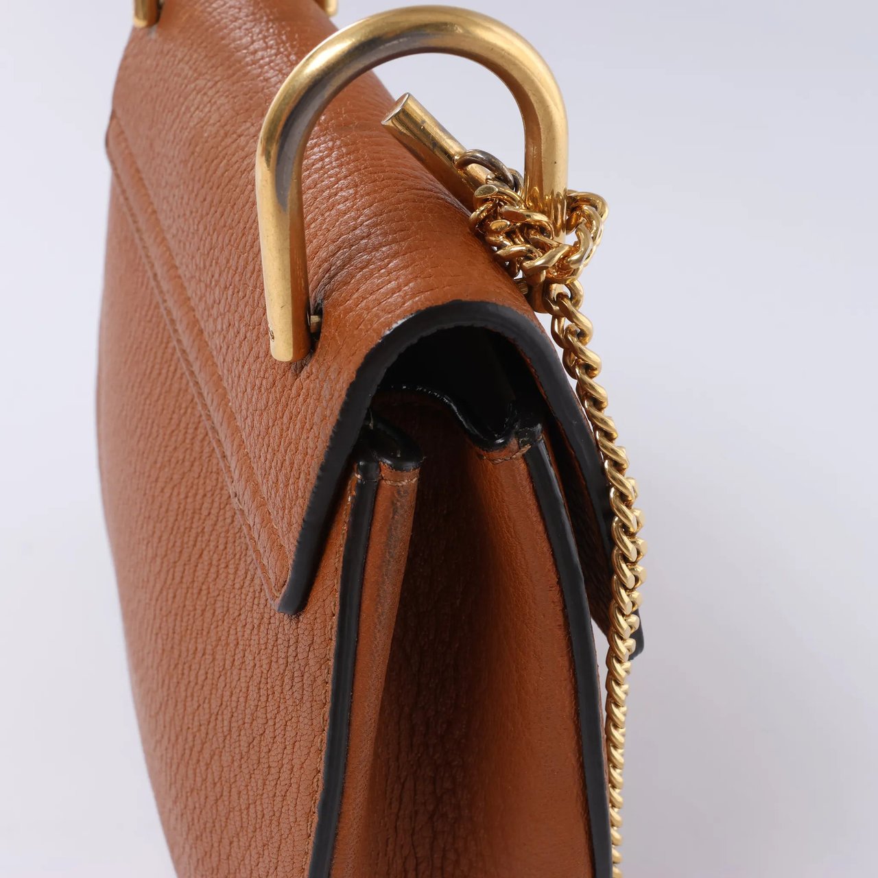 Chloé Chloe Drew Leather Chain Crossbody Bag in Brown Bruin