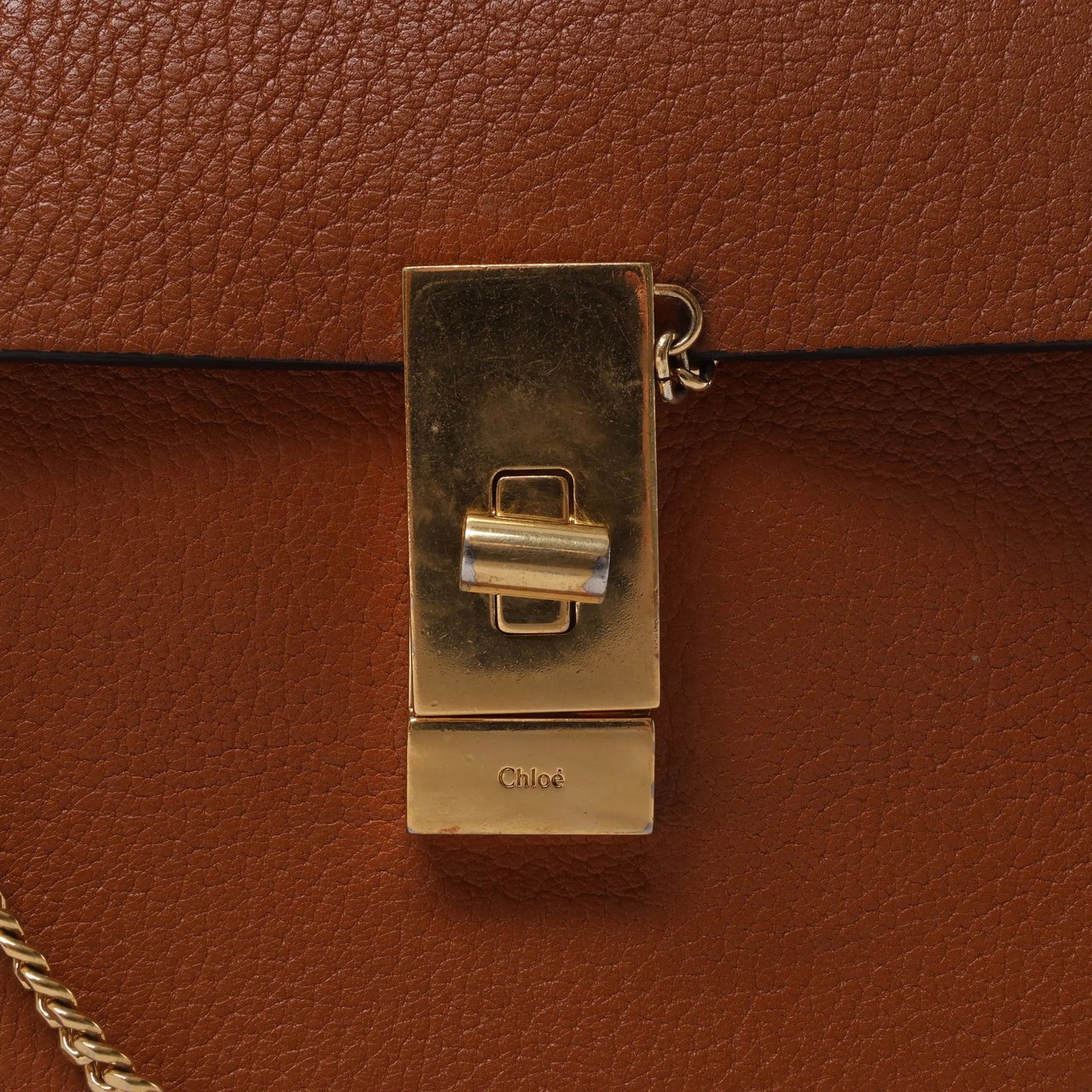 Chloé Chloe Drew Leather Chain Crossbody Bag in Brown Bruin
