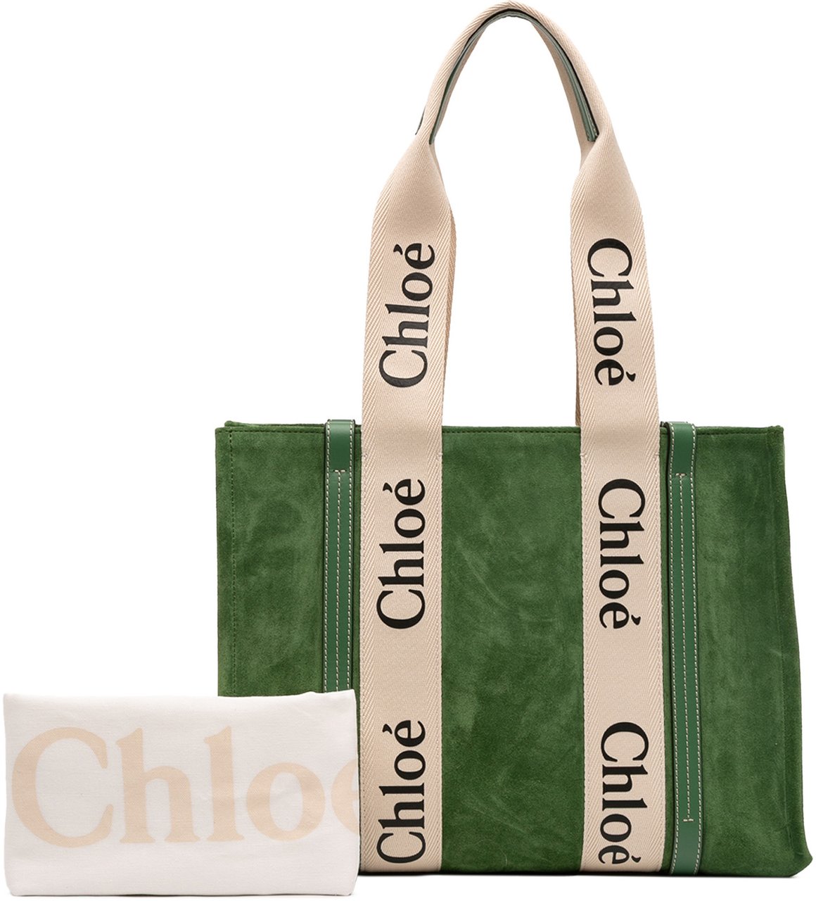 Chloé Medium Suede Woody Tote Groen
