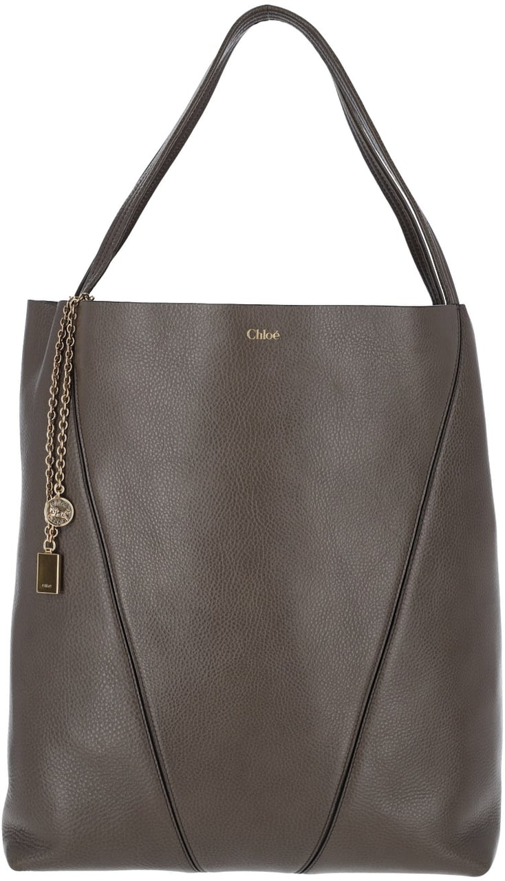 Chloé Grey Spin Textured Leather Tote Grijs