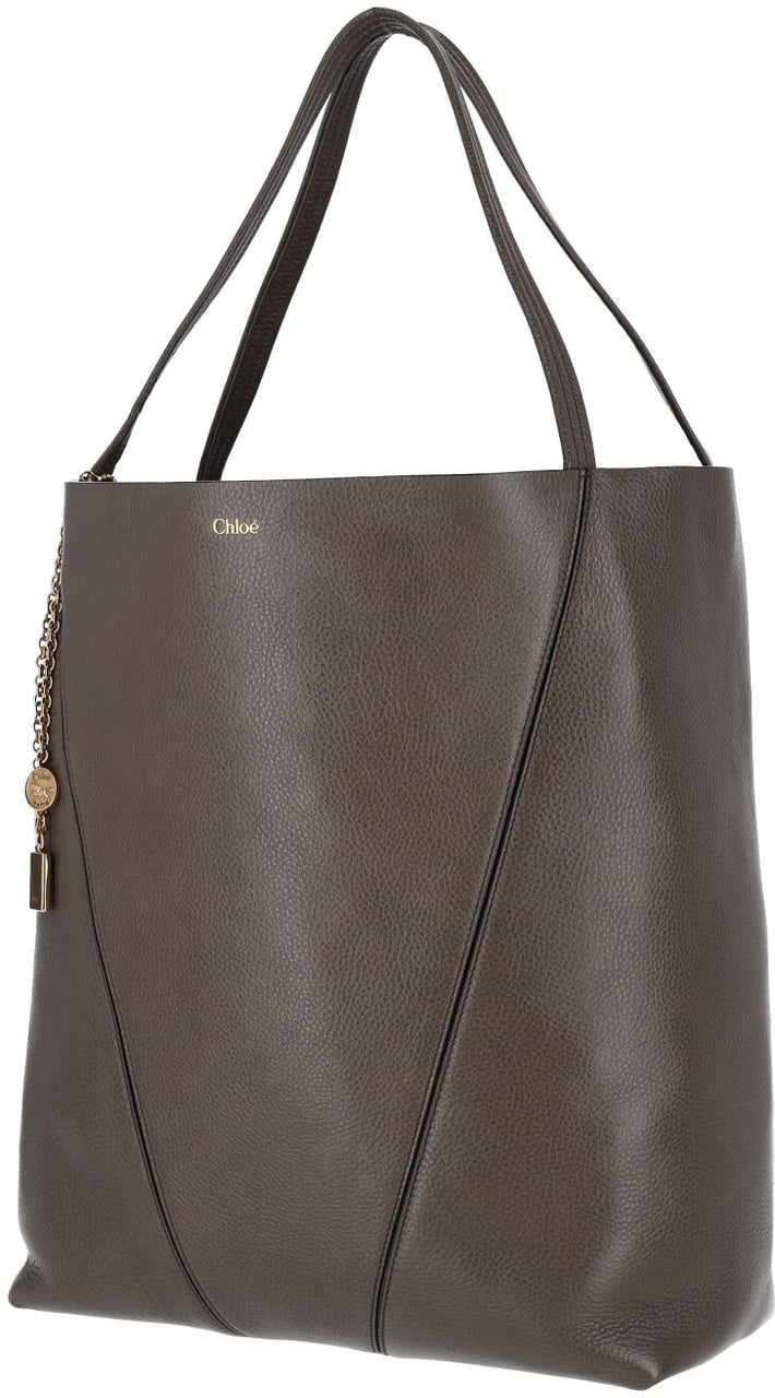 Chloé Grey Spin Textured Leather Tote Grijs