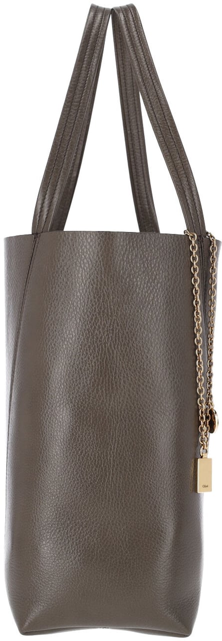 Chloé Grey Spin Textured Leather Tote Grijs