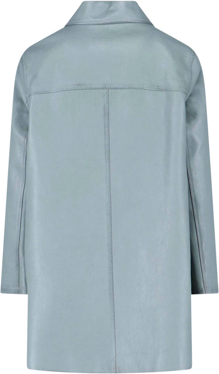 Chloé Blue Single-Breasted Lamb Leather Jacket Blauw