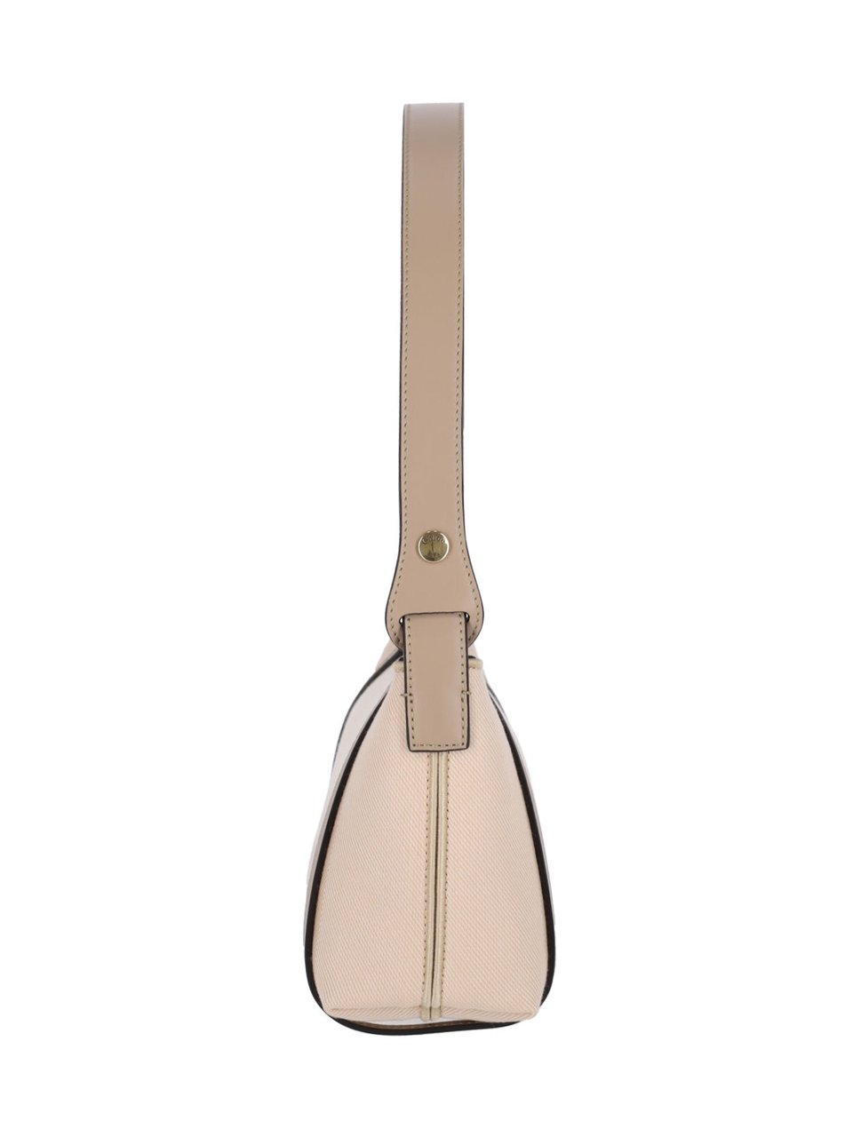 Chloé Carry Cotton Shoulder Bag with Leather Trim Neutraal