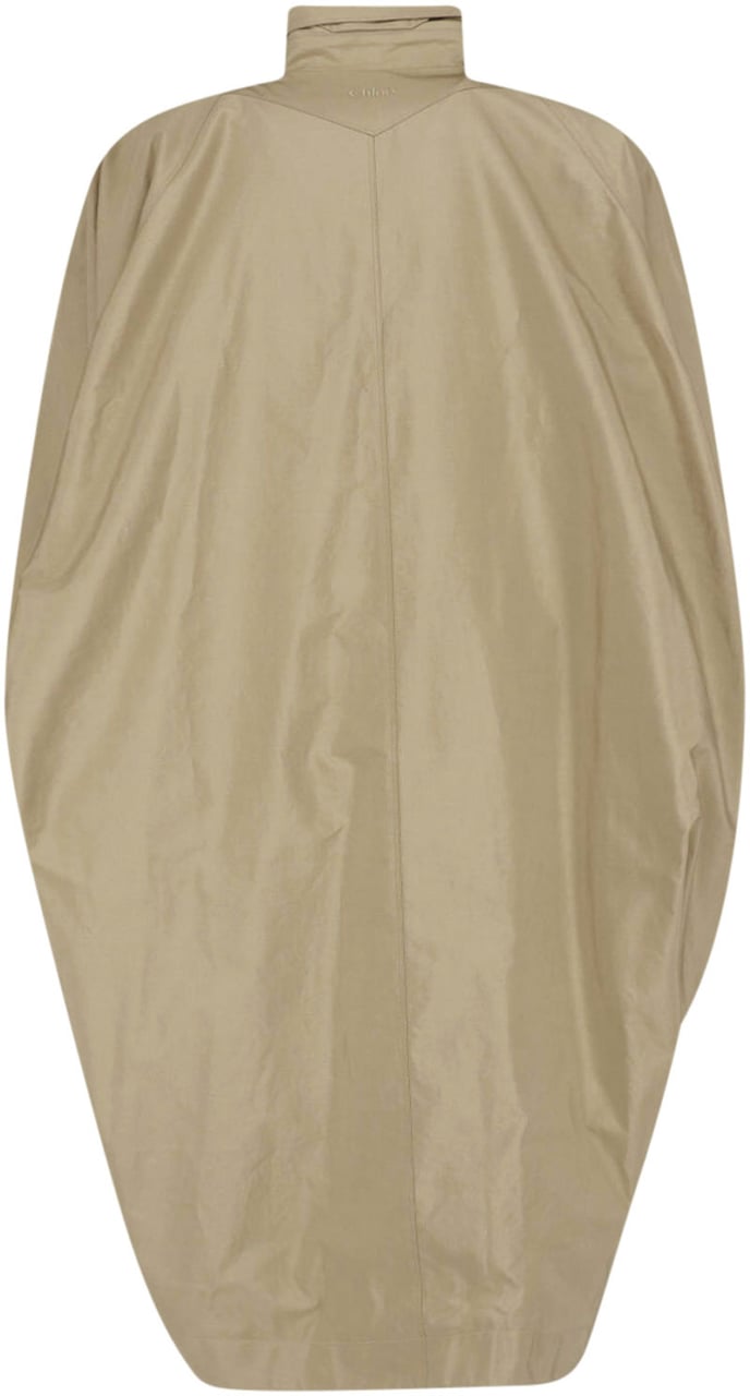 Chloé Neutral High-Collar Casual Fabric Jacket Neutraal