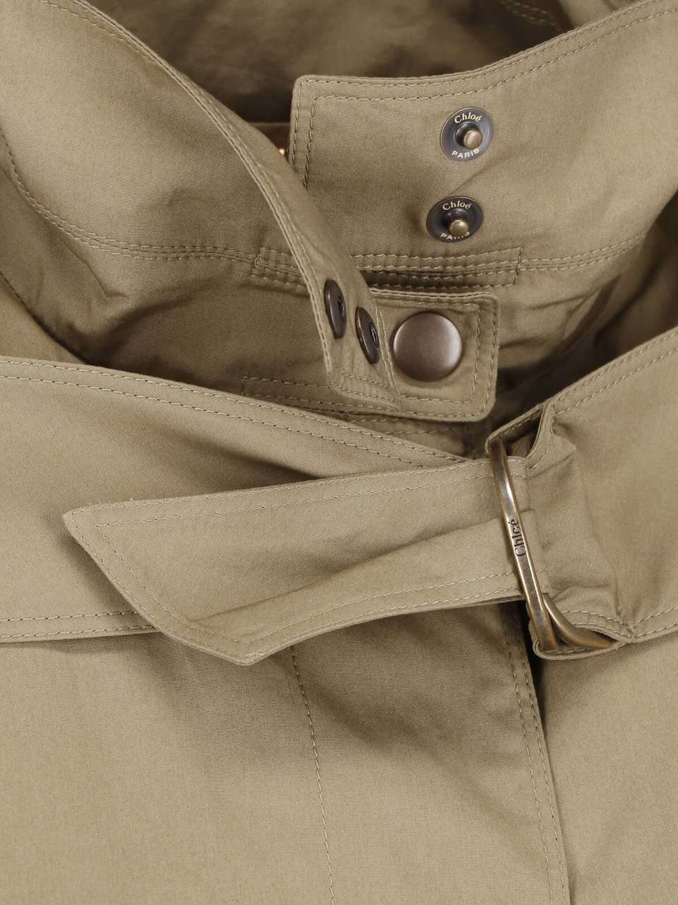 Chloé Neutral High-Collar Casual Fabric Jacket Neutraal