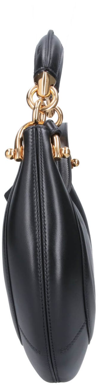Chloé Crescent-Shaped Black Leather Bag with Gold Accents Zwart