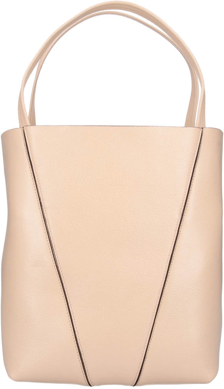 Chloé Structured Tote Bag with V-Shaped Seam Details Neutraal