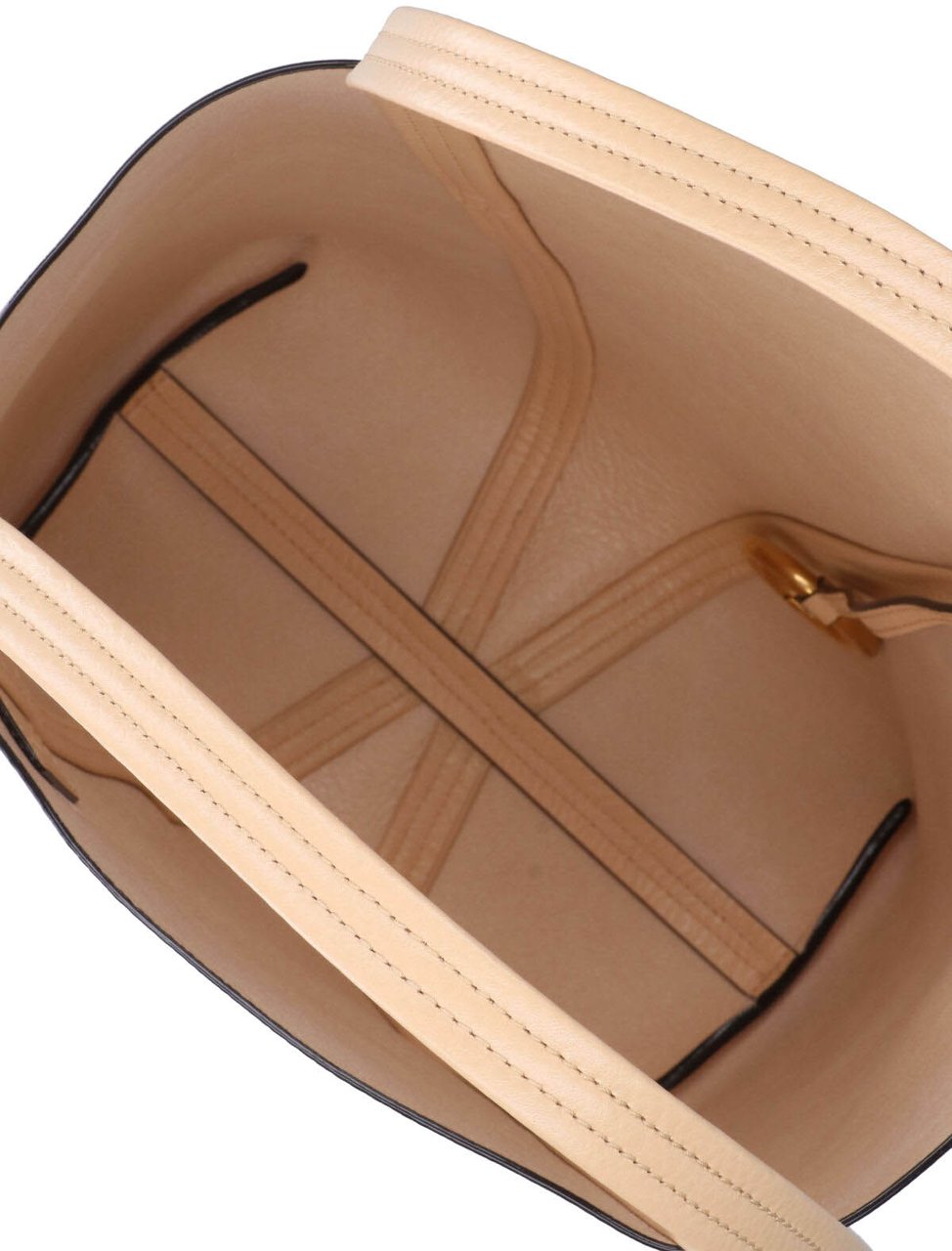 Chloé Structured Tote Bag with V-Shaped Seam Details Neutraal
