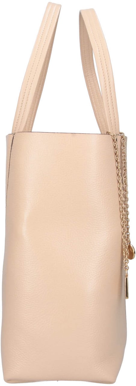 Chloé Structured Tote Bag with V-Shaped Seam Details Neutraal