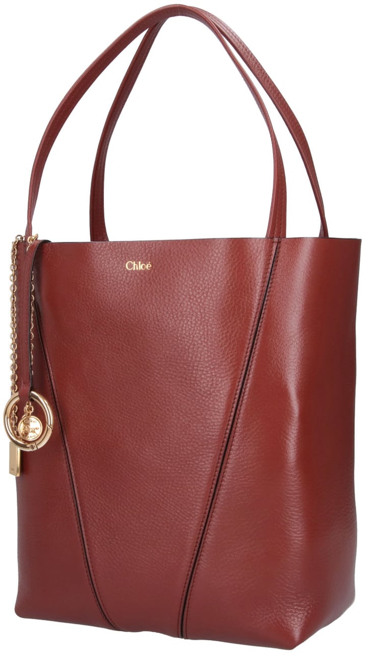 Chloé Structured Pebbled Leather Tote Bag Bruin