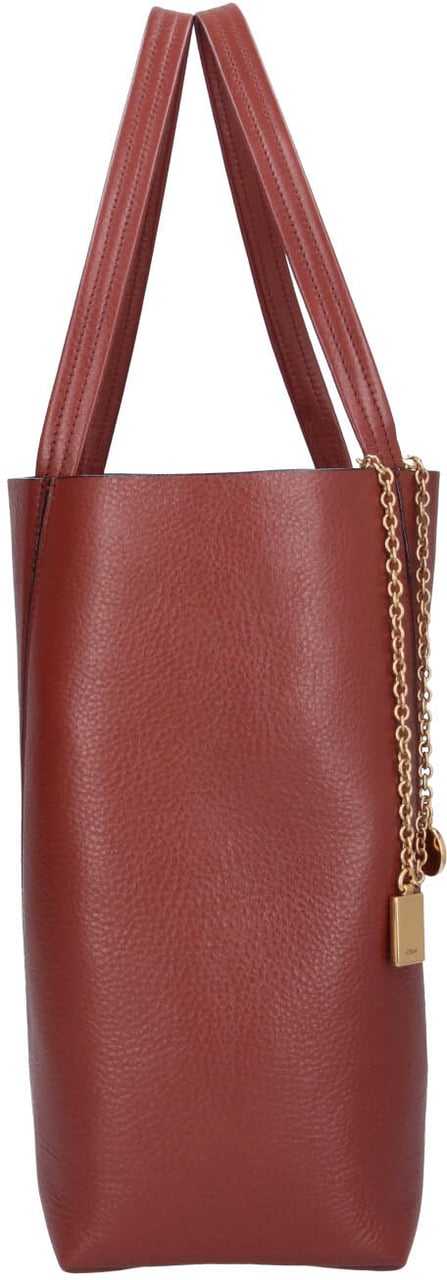 Chloé Structured Pebbled Leather Tote Bag Bruin