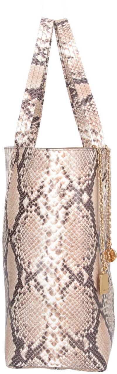 Chloé Structured Snakeskin Pattern Tote Bag Neutraal