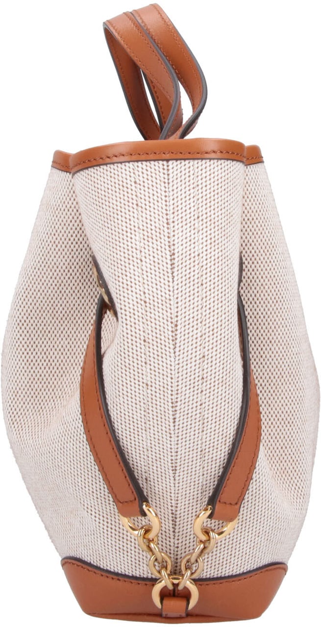 Chloé Medium Tote Bag with Textured Fabric Neutraal
