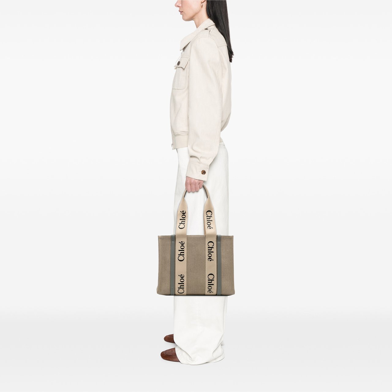 Chloé Medium Canvas Woody Tote Bruin