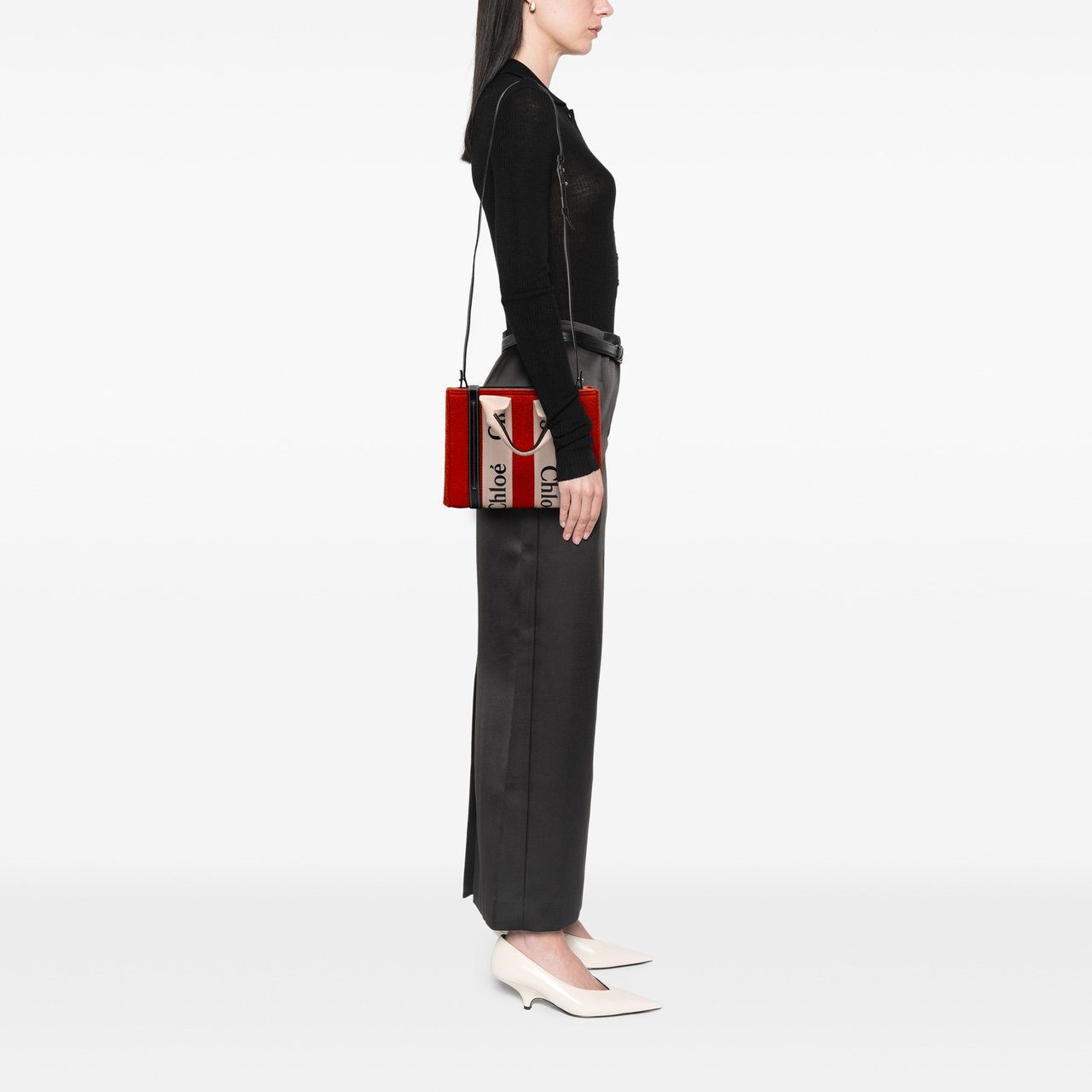 Chloé Small Wool Woody Satchel Rood