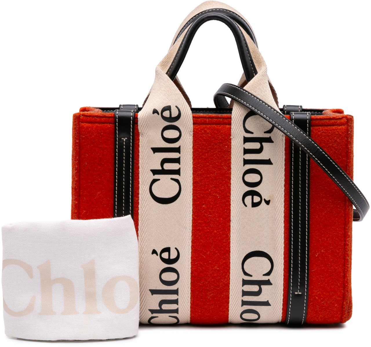 Chloé Small Wool Woody Satchel Rood