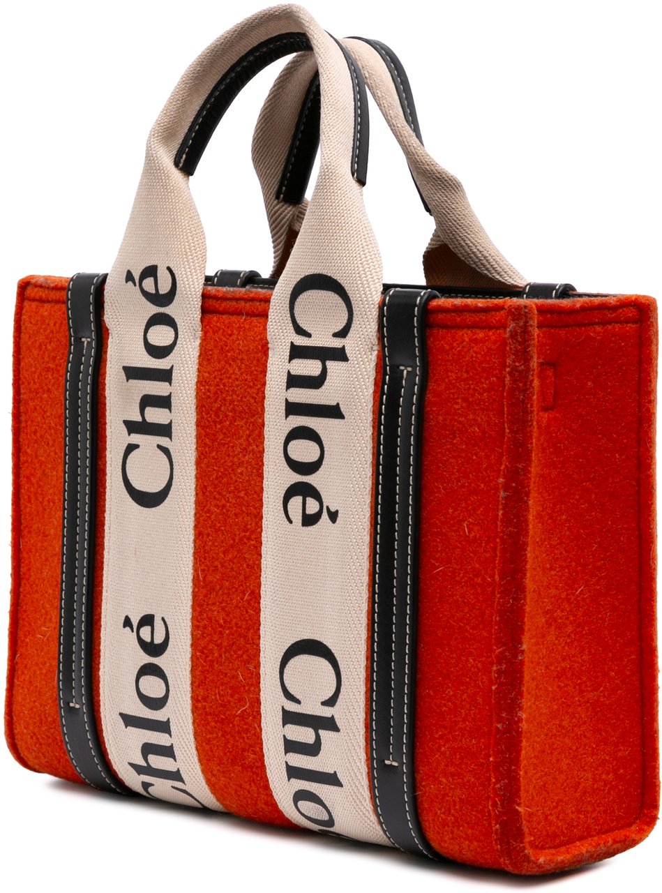 Chloé Small Wool Woody Satchel Rood