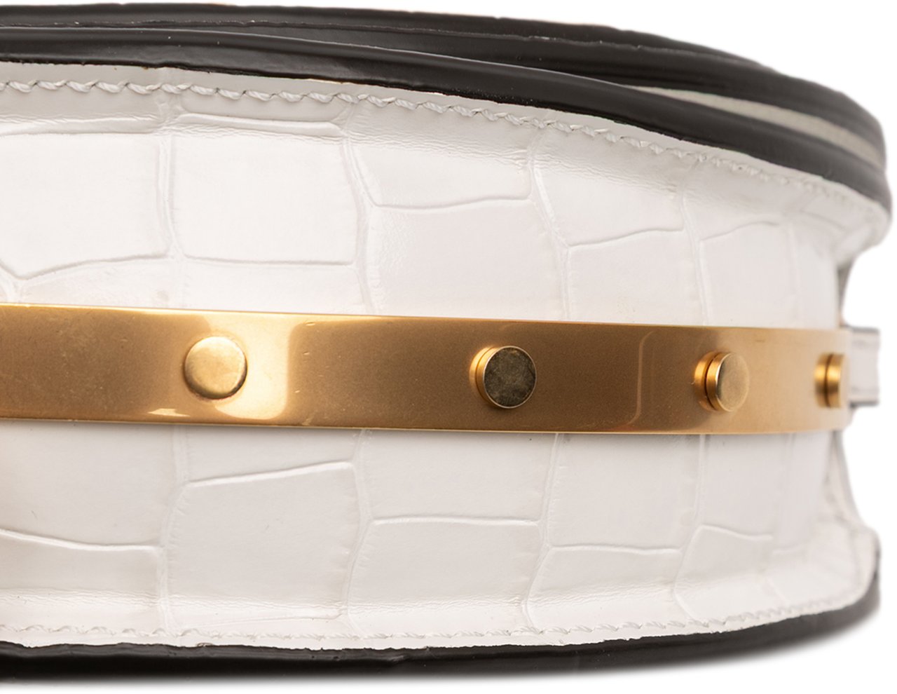 Chloé Mini Croc Embossed Calfskin Nile Bracelet Satchel Wit