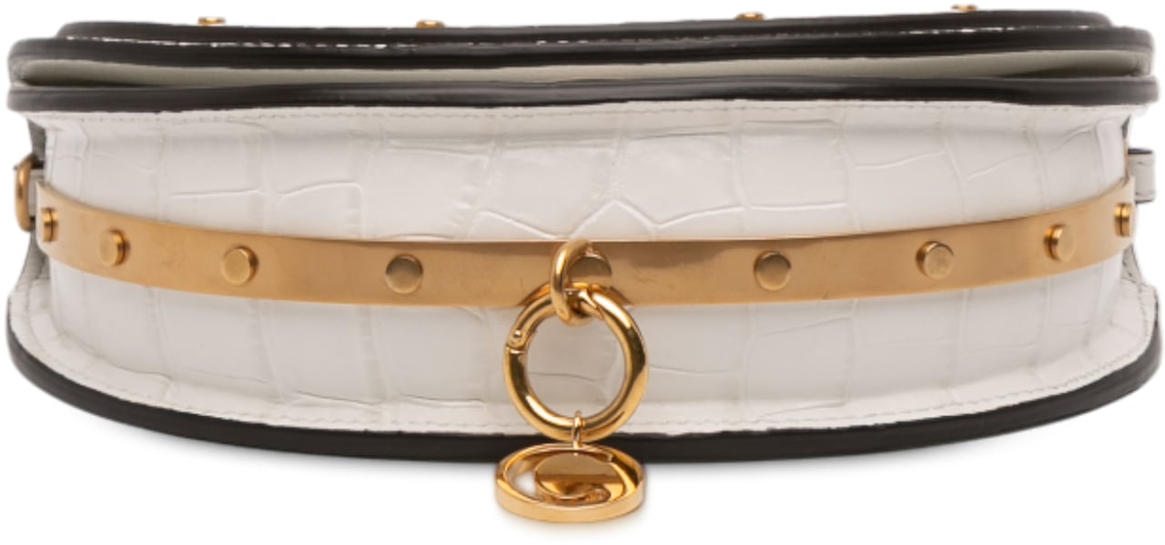 Chloé Mini Croc Embossed Calfskin Nile Bracelet Satchel Wit