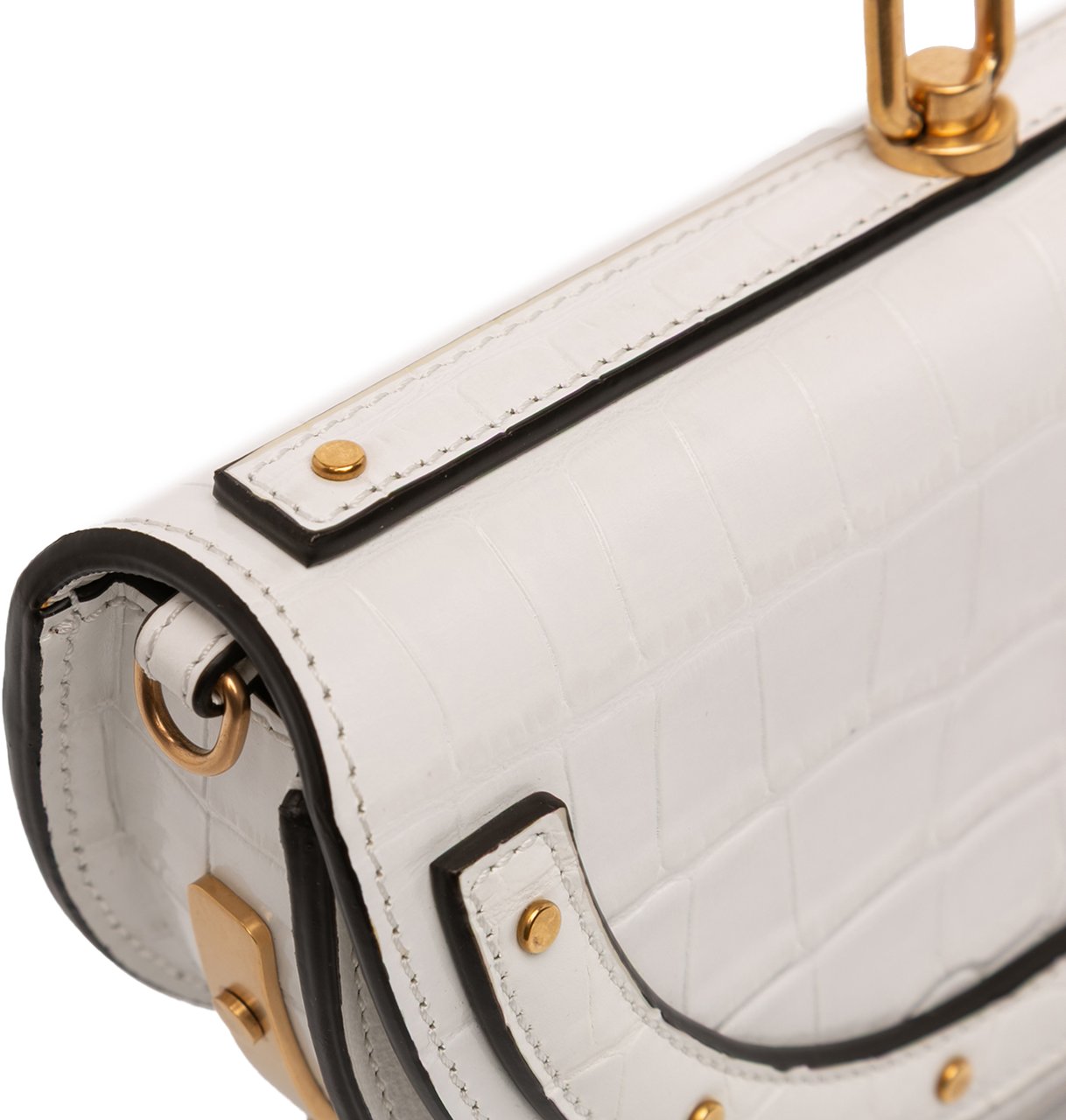 Chloé Mini Croc Embossed Calfskin Nile Bracelet Satchel Wit