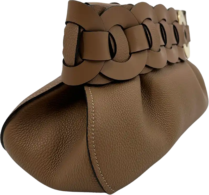 Chloé Chloé Darryl Clutch Pouch Cement Brown Leather / As New Divers