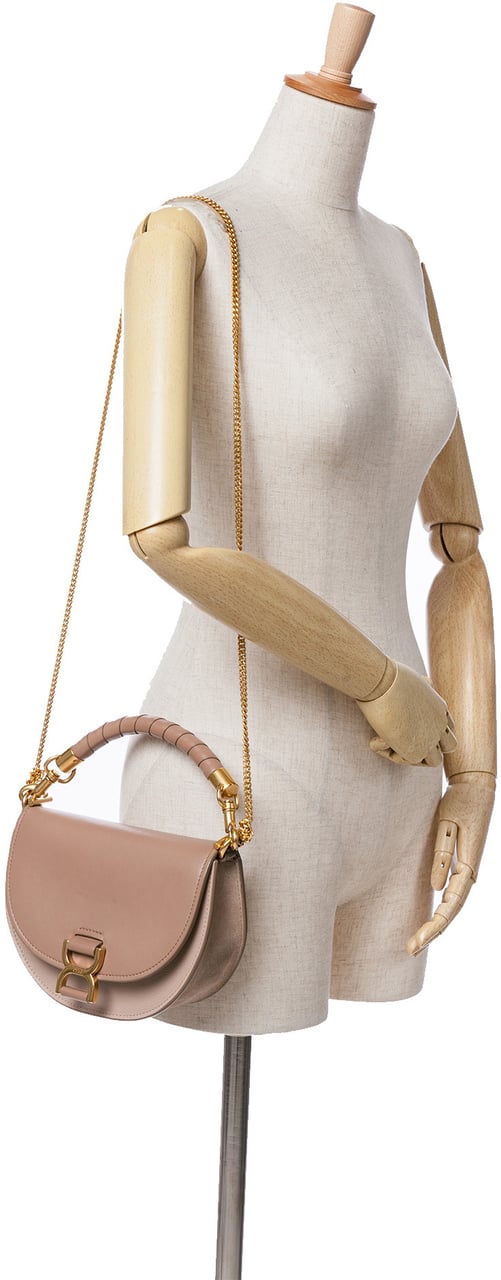Chloé Grained Calfskin Marcie Chain Flap Bruin