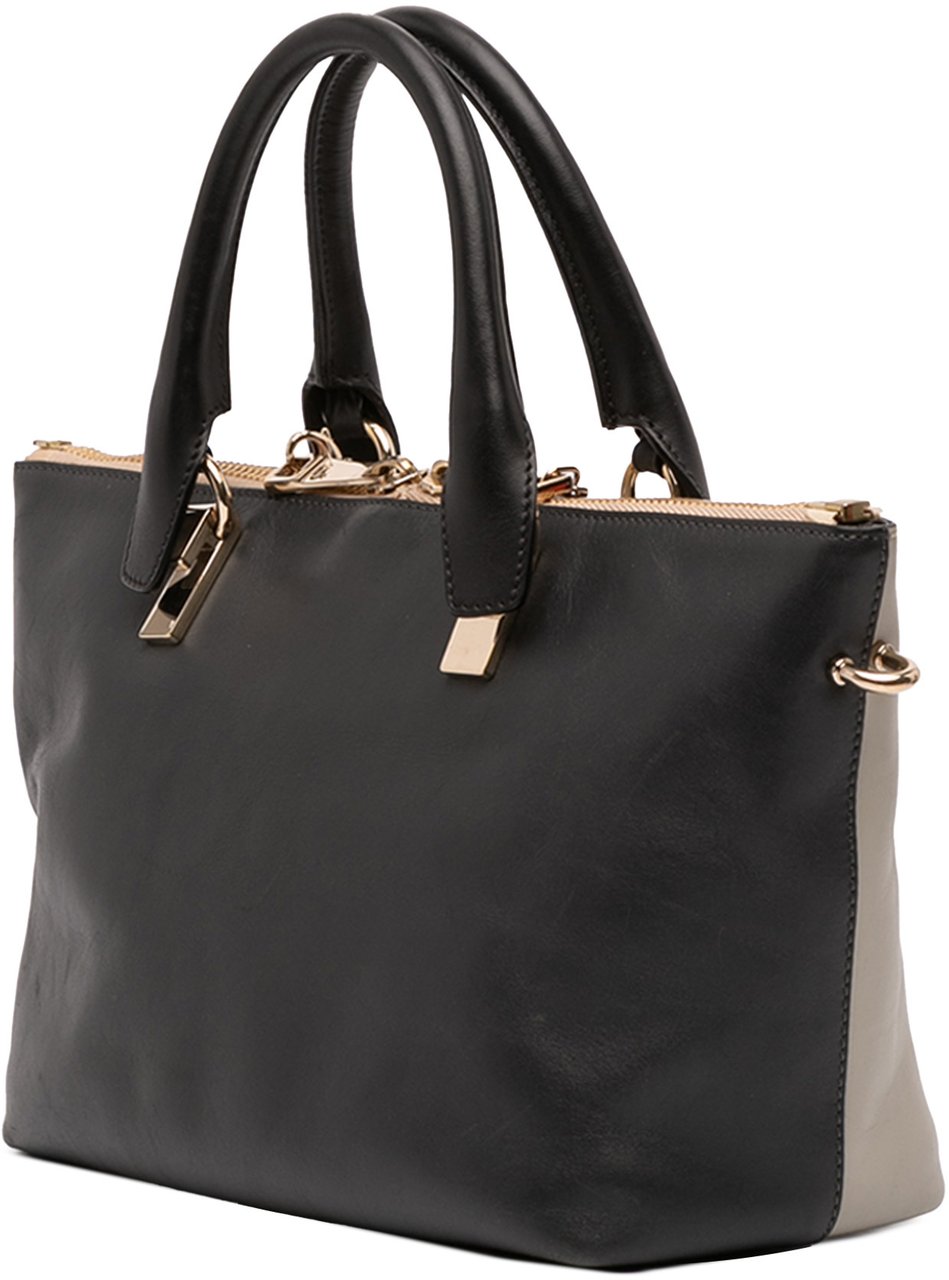 Chloé Small Bicolor Leather Baylee Satchel Bruin