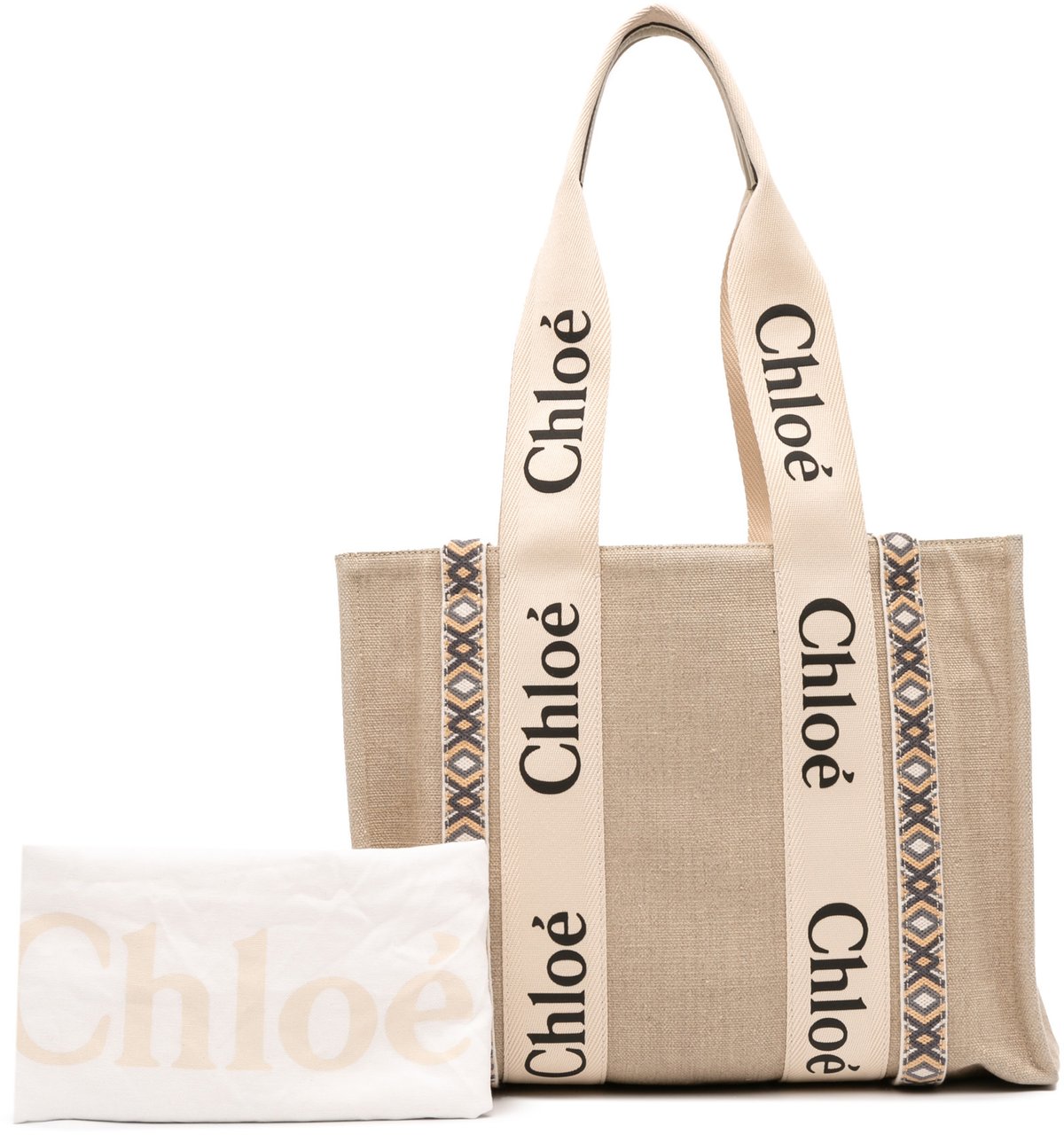 Chloé Medium Canvas Woody Tote Bruin