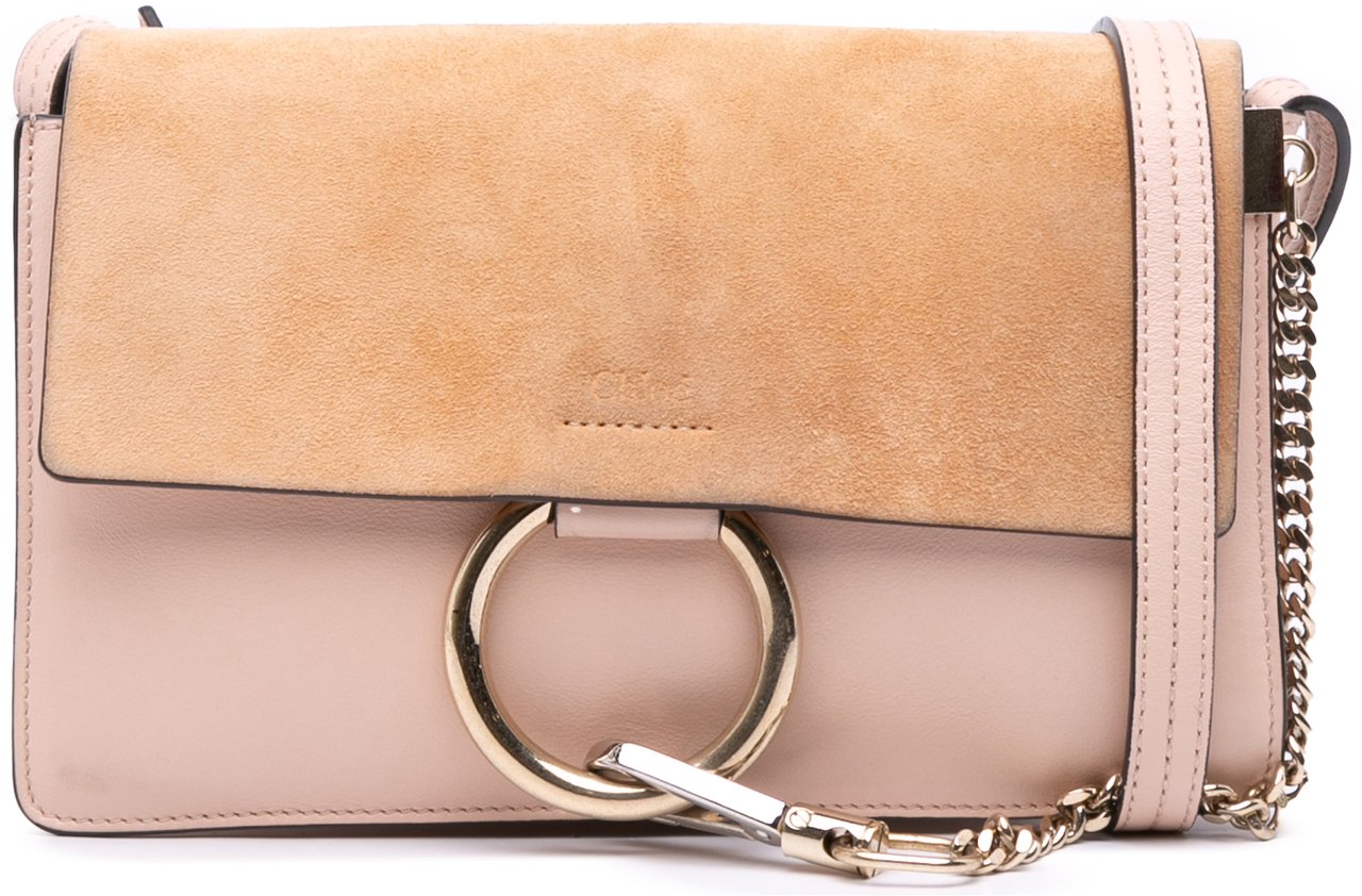 Chloé Small Suede and Calfskin Faye Crossbody Roze